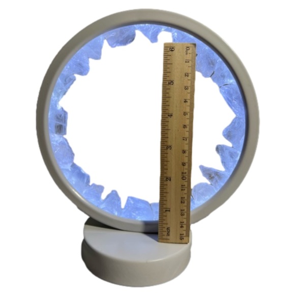 Clear Quartz Circle Rough Gemstone Lamp Cold Color Light - Picture 3 of 5